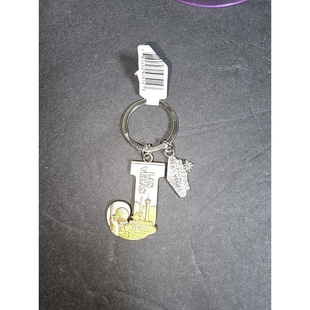 J Las Vegas Keychain Personalized Letter J Souvenir Metal Keyring J Vegas Gift